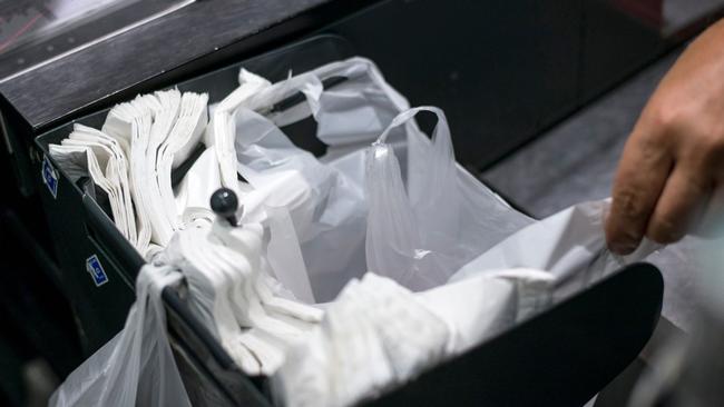 Lightweight plastic bags will be banned in NSW next year. Picture: Fred Dufour/AFP