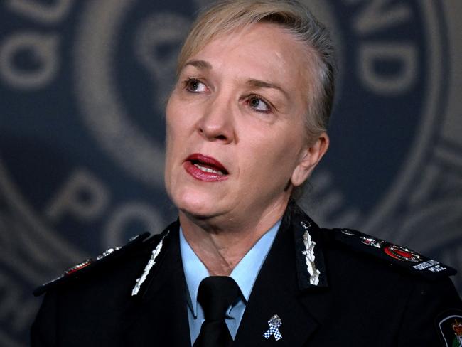 BRISBANE, AUSTRALIA - NewsWire Photos - FEBRUARY 20, 2024.Queensland Police Commissioner Katarina Carroll announces her resignation at the QPS headquarters in Brisbane. Picture: Dan Peled / NCA NewsWire