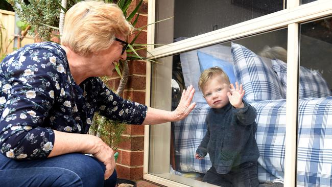 Benjamin Sinkovic and his grandmother Nella Sinkovic are looking forward to having home visits again once Covid restrictions ease. Picture: Josie Hayden