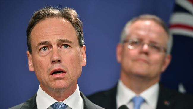 Health Minister Greg Hunt and Prime Minister Scott Morrison will announce that next week’s Budget will deliver a $496 million injection of health funding in Victoria. Picture: AAP/Joel Carrett