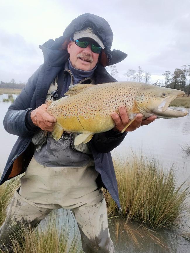 London Lakes head fly fishing guide Greg Beecroft always catches the biggest trout. Picture Charles Wooley