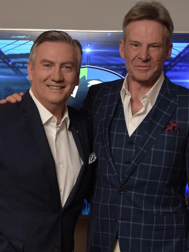 Eddie McGuire’s attempt to defend Sam Newman fell flat with viewers. Picture: Nine