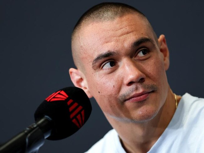 SYDNEY, AUSTRALIA - JULY 18: Tim Tszyu speaks during a Tim Tszyu Fight Announcement at Tszyu Fight Club on July 18, 2024 in Sydney, Australia. (Photo by Brendon Thorne/Getty Images)