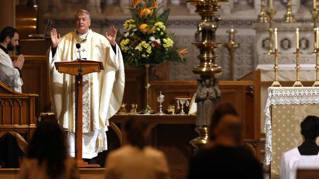 Archbishop Anthony Fisher at Sydney’s St Marys Cathedral on Sunday. Picture: Jane Dempster