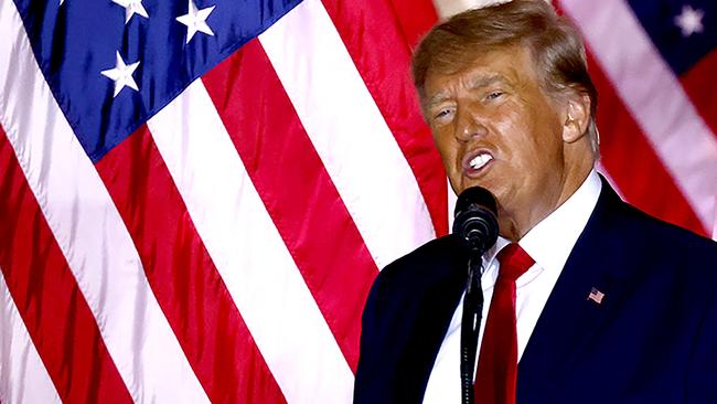 Former US President Donald Trump speaks at the Mar-a-Lago Club in Palm Beach, Florida. Picture: AFP