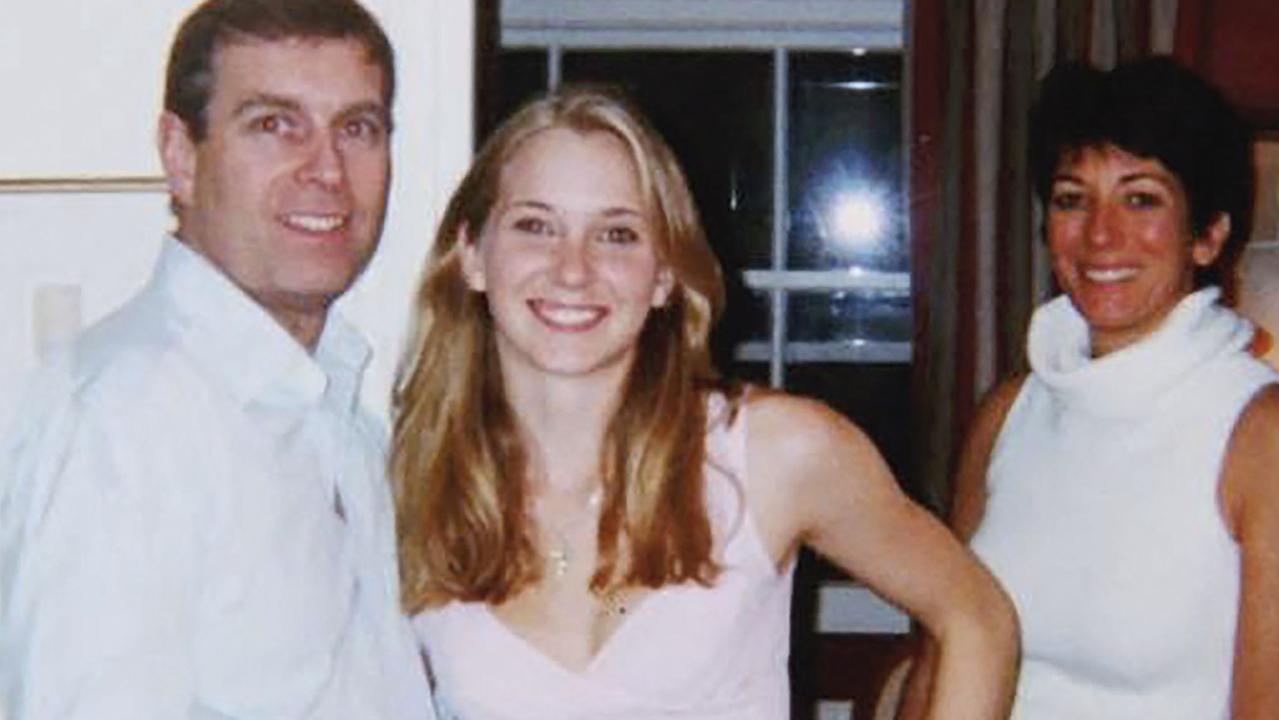 Prince Andrew, Virginia Giuffre, then aged 17, and Ghislaine Maxwell posing for this now-famous picture. Picture: Handout/US District Court/Southern District of New York (SDNY)/AFP