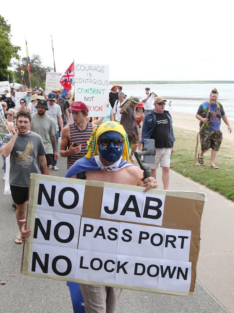 Josh Cavallaro of Palm Cove marched down the Esplanade with the large crowd that attended the rally. PICTURE: Brendan Radke