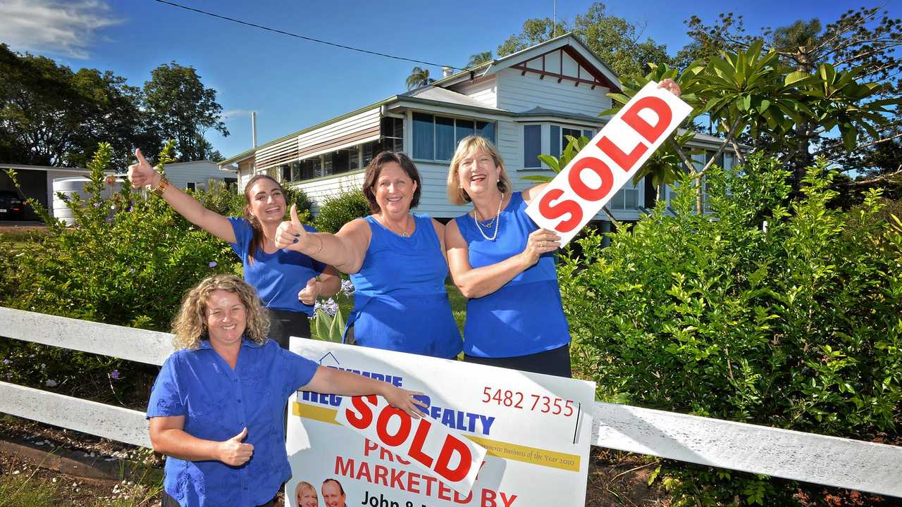 SALE CONFIRMED: The Gympie Regional   Realty team which sold the Ramsey property are (back) Mel Gastigar, Dorothy Palmer and Margaret Cochrane, with (front) home seller Terri-Jayne Ramsey. Picture: Renee Albrecht