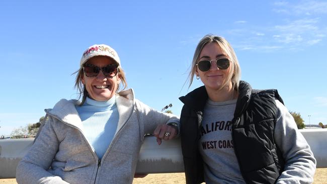 Carrie Clen and Hope Ferguson from Roma at Finke Desert Race 2022. Picture: (A)manda Parkinson