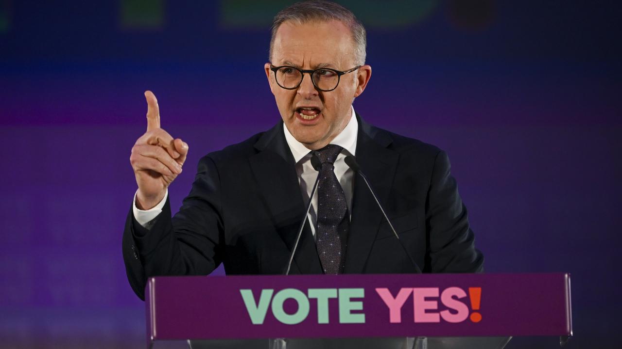 Prime Minister Anthony Albanese speaks during the Yes23 official campaign launch in Adelaide. Picture: AAP Image/Mark Brake