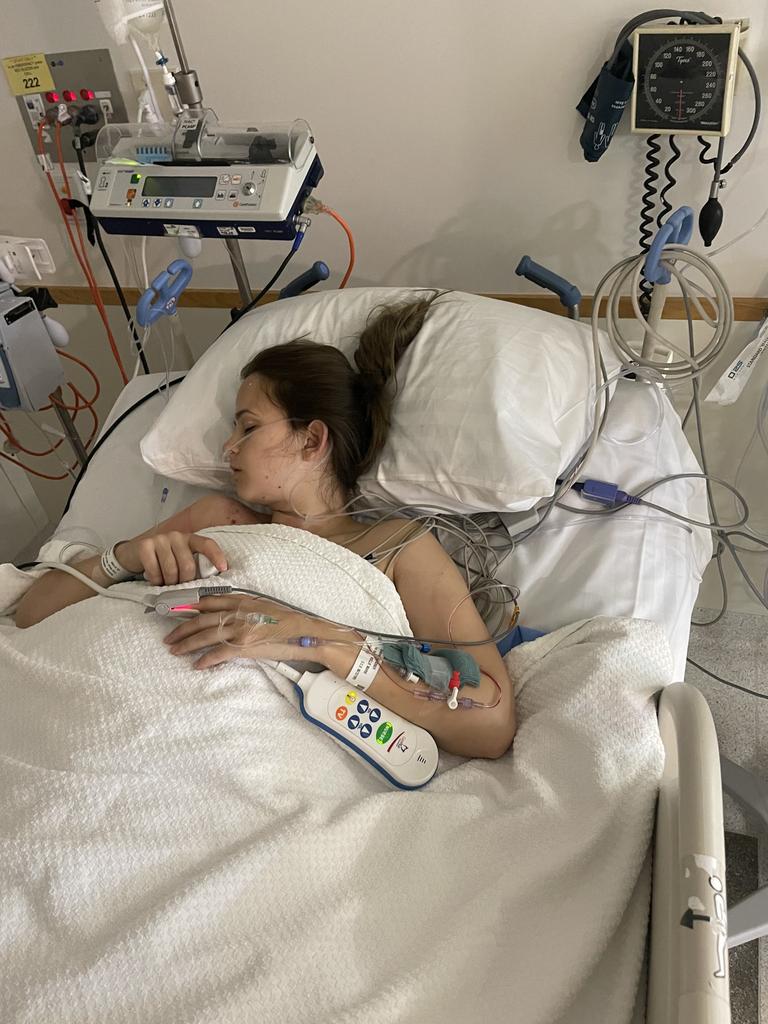 Kellie Finlayson in hospital. Picture: Supplied