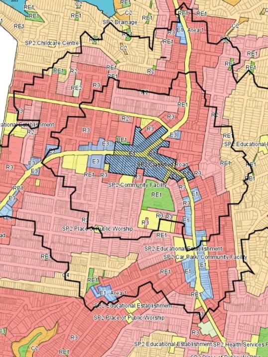 Mapping by Mosman Council, showing the 400m and 800m radius.