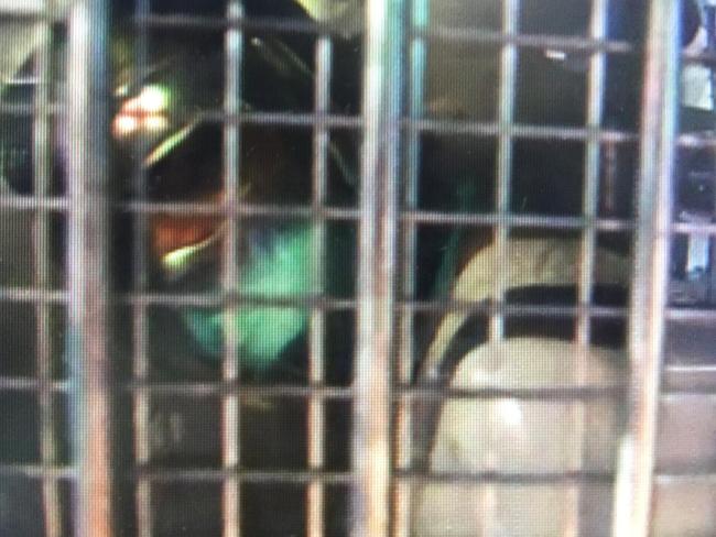 French backpacker Smail Ayad in custody in Townsville. He appears to be wearing a helmet and spit mask. Picture: Nine News