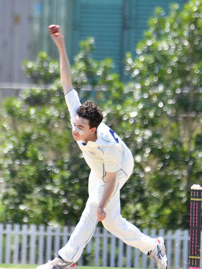 Toowoomba Grammar School bowler Charlie Lachmund. Picture, John Gass