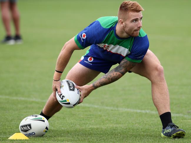 Adam Keighran during a Vodafone Warriors NRL training session. Picture: Fiona Goodall/Getty Images