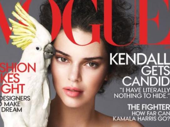 Kendall Jenner and a cockatoo on the cover of April's US Vogue