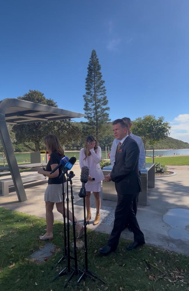 Deputy Premier of Queensland Jarrod Bleijie, Member for Currumbin Laura Gerber and Member for Burleigh Hermann Vorster at Tallebudgera.