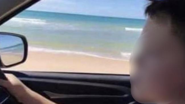 Police have charged a mother and son after photos and video footage appearing to show an 11-year-old doing "first donuts" on the beach emerged online this week. Pictures: Social Media.