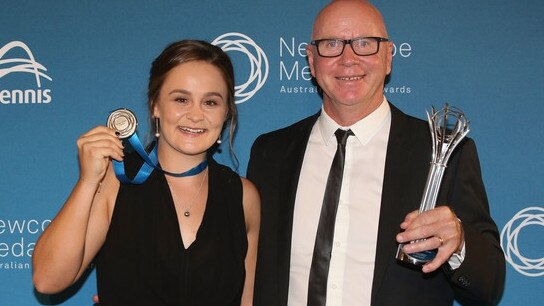 Ash Barty with Craig Tyzzer at the 2017 John Newcombe Medal.