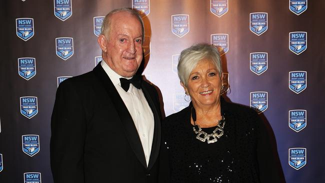 Johnny Raper and wife Carol at a NSW State of Origin Blues’ Ball. Picture: Brett Costello