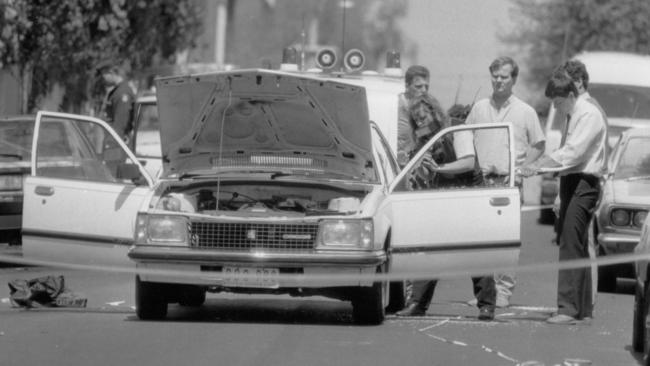 The scene in Walsh Street, South Yarra after officers Damian Eyre and Steven Tynan were shot.