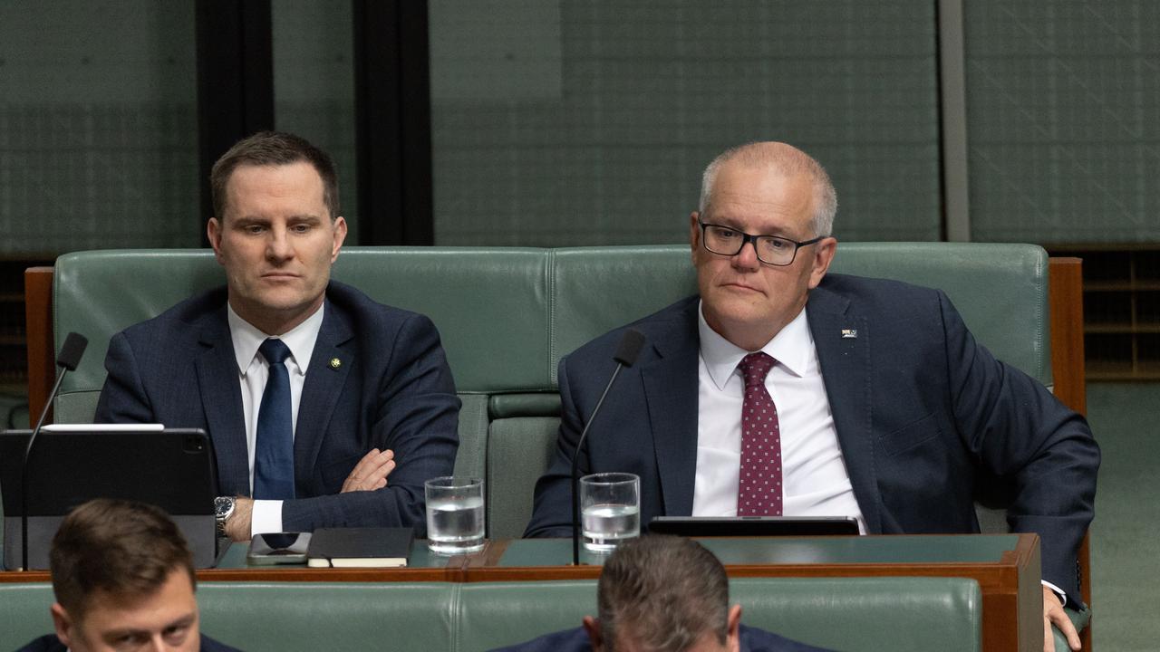 Mr Morrison laughed at the response from Mr Albanese. Picture: NCA NewsWire / Gary Ramage