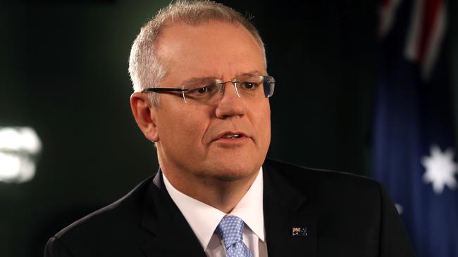 Treasurer Scott Morrison before an interview with Nine News Political Editor Chris Uhlmann in Parliament House in Canberra. Picture: Kym Smith