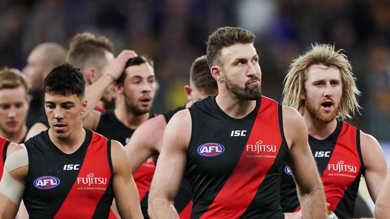 Cale Hooker looks dejected after the loss to West Coast.