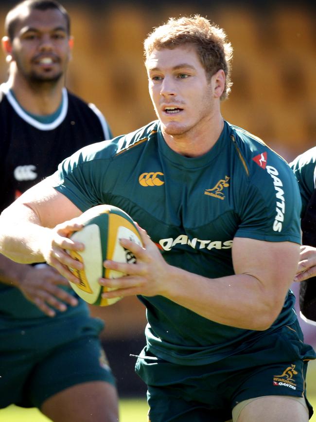 Wallaby-turned-Senator David Pocock in action at training in 2009. Picture: Gregg Porteous