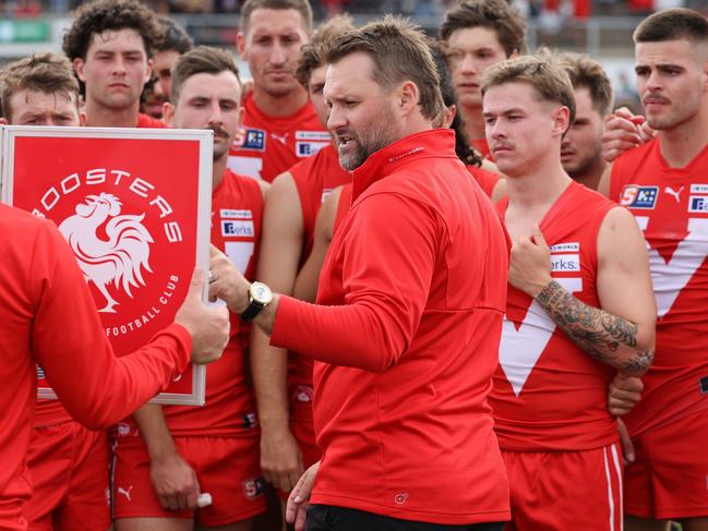 Jacob Surjan Head coach of the Roosters during the Round one SANFL match between North Adelaide and West Adelaide at Prospect Oval in Adelaide, Saturday, April 1, 2023. (SANFL Image/David Mariuz)