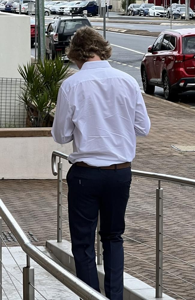 Harri Lliam Howells, 18, leaves the Bundaberg Courthouse after being fined and sentenced to 40 hours community service.