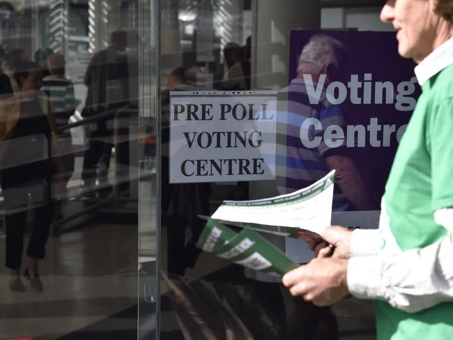 An early voting centre at Geelong in Victoria. Picture: Alan Barber