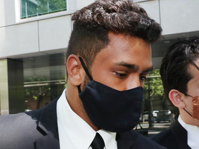MELBOURNE, AUSTRALIA- NewsWire Photos NOVEMBER 18, 2020: Sentence for Jackson Williams pictured leaving  the County court, a footy player who dragged a nurse into an alleyway. Picture: NCA NewsWire/ David Crosling