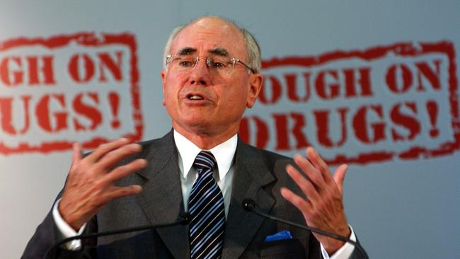 Former prime minister John Howard at the launch of his Tough on Drugs initiative. Picture: Kerris Berrington