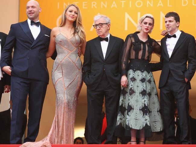 Later that day was the red carpet premiere. Seen here with (L-R) actor Corey Stoll, director Woody Allen, actress Kristen Stewart and actor Jesse Eisenberg. Picture: by Andreas Rentz/Getty Images