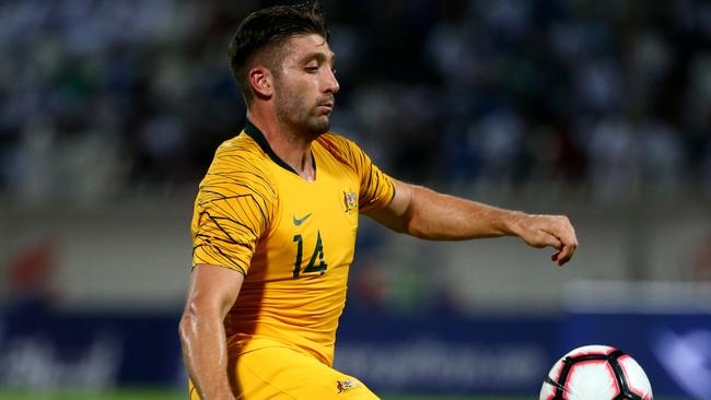 Croweater Brandon Borrello was an unused substitute as the Socceroos defeated Jordan in a World Cup qualifier. Picture: Tom Dulat/Getty Images