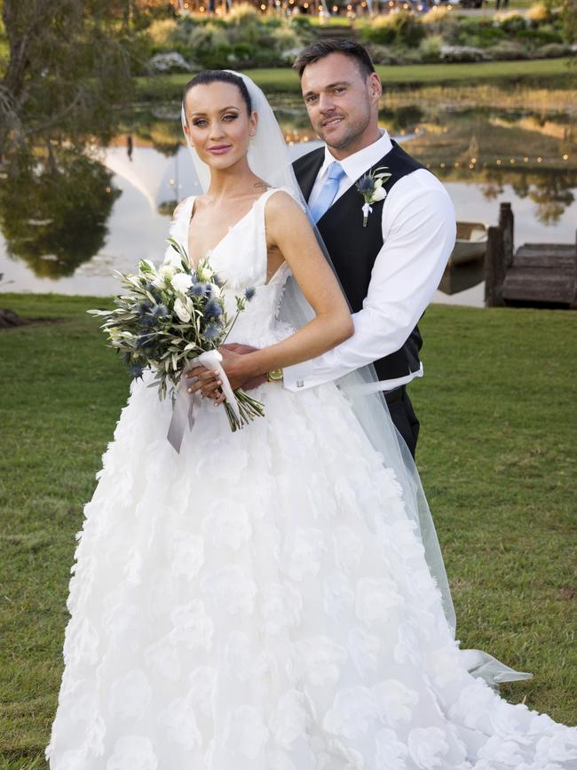 Former MAFS bride Ines Basic suffers from PTSD following her villain edit on the show. Pictured with groom Bronson Norrish.