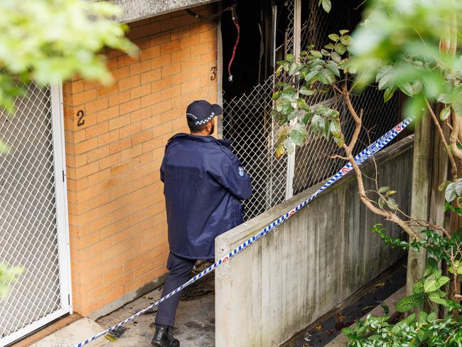 Police at the scene on Sunday. Picture: Lachie Millard