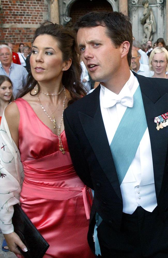 Danish Crown Prince Frederik takes Mary to the wedding of a friend near Copenhagen. Picture: News Limited