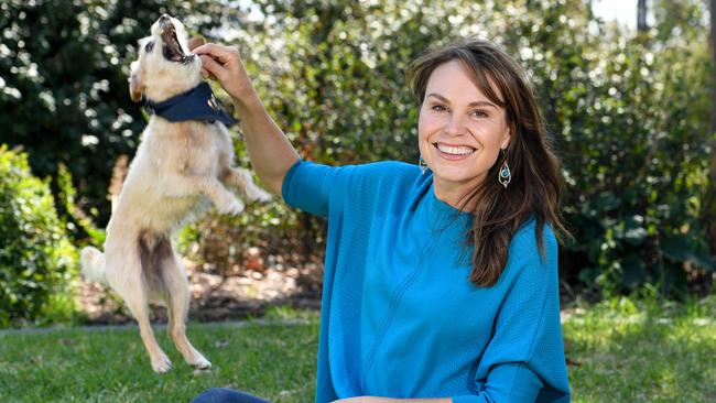 Lara Shannon with her dog Darcy at Allnutt Park, McKinnon. They'll be guests at Stonnington's Pets in the Park Day. PICTURE: PENNY STEPHENS. 14TH MARCH 2019