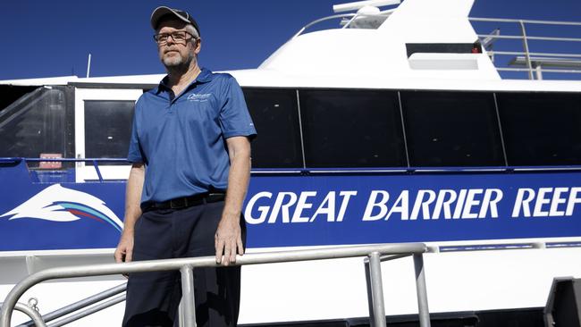 Tony Baker, managing director Quicksilver Group on one of the company's reef boats in Cairns Marina. Picture by Sean Davey.