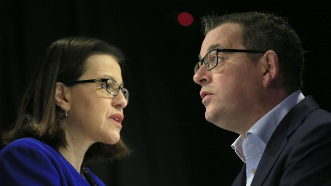 Former Victorian Health Minister Jenny Mikakos and Victorian Premier Daniel Andrews.