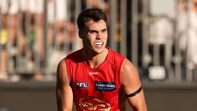 PERTH, AUSTRALIA - MARCH 21: Jack Bowes of the Suns in action during the round one AFL match between the West Coast Eagles and the Gold Coast Suns at Optus Stadium on March 21, 2021 in Perth, Australia. (Photo by Paul Kane/Getty Images)