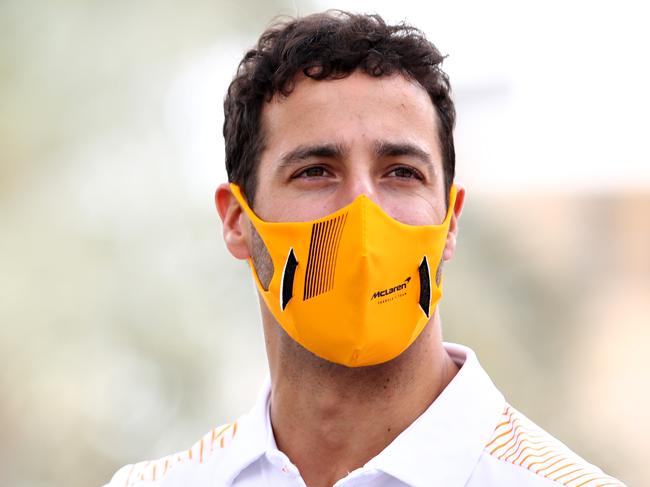 BAHRAIN, BAHRAIN - MARCH 11: Daniel Ricciardo of Australia and McLaren F1 looks on in the Paddock during previews ahead of Formula 1 Testing at Bahrain International Circuit on March 11, 2021 in Bahrain, Bahrain. (Photo by Mark Thompson/Getty Images)