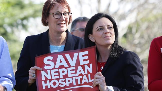 Labor federal MPs Susan Templeman (Macquarie) and Emma Husar (Lindsay). Ms Husar said healthcare staff at Nepean Hospital already worked in “the most underfunded, under-pressure hospital in the state”. Picture: Peter Kelly