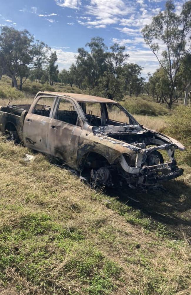 This Isuzu D-MAX was stolen from Goondiwindi on Sunday morning and was torched in Boggabilla.