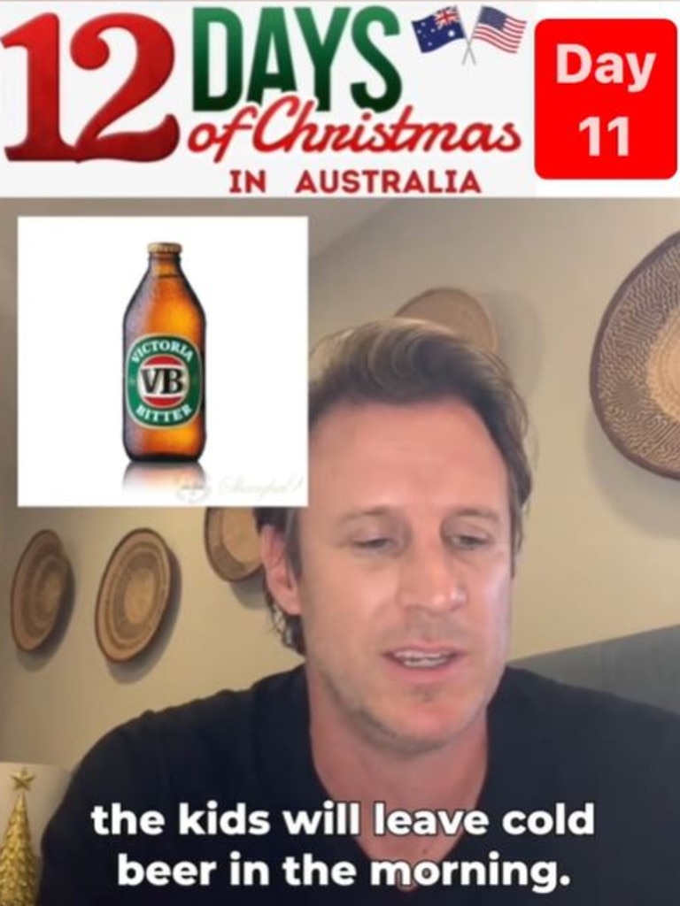 Beers are a big part of Mr Franklin’s take on Australian Christmas. Picture: TikTok via @montyfranklinofficial