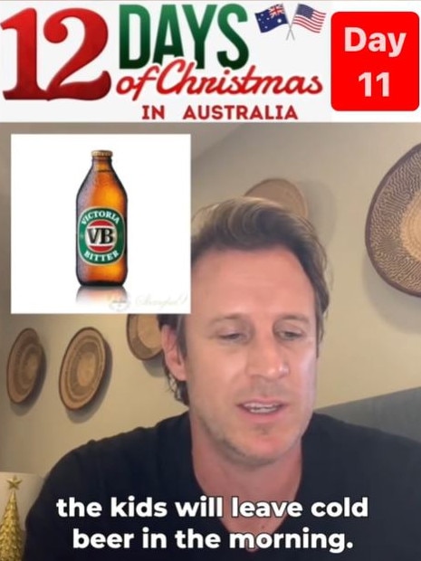 Beers are a big part of Mr Franklin’s take on Australian Christmas. Picture: TikTok via @montyfranklinofficial