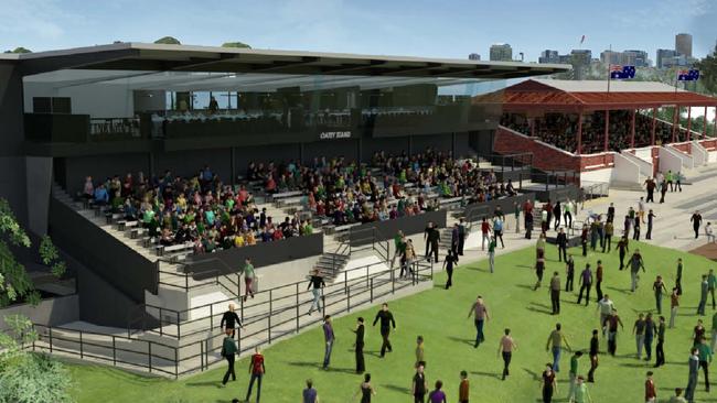 An artist impression of the social facilities planned for the Oatey Stand at Unley Oval.