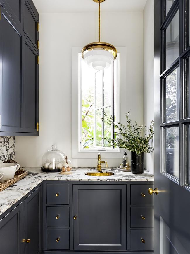 A butler’s pantry interior design by Tamara Magel and styled by Michael Walters. Picture: Rikki Snyder